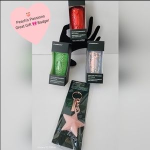 STARBUCKS Stopper & Key Chain Gift Giving Christmas Ornament Bundle SET of 4 NWT